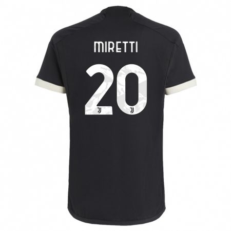 Kandiny Kinder Fabio Miretti #20 Schwarz Ausweichtrikot Trikot 2023/24 T-Shirt