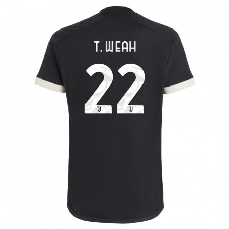 Kandiny Kinder Timothy Weah #22 Schwarz Ausweichtrikot Trikot 2023/24 T-Shirt