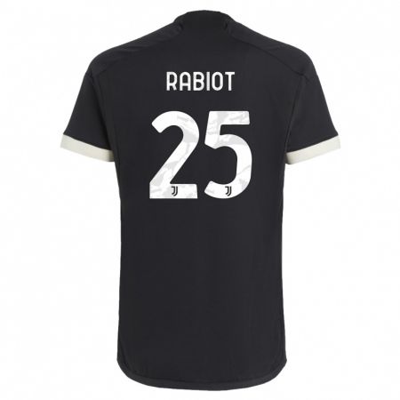 Kandiny Kinder Adrien Rabiot #25 Schwarz Ausweichtrikot Trikot 2023/24 T-Shirt