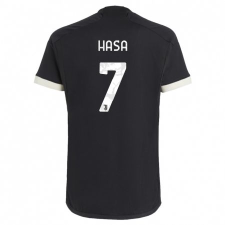 Kandiny Kinder Luis Hasa #7 Schwarz Ausweichtrikot Trikot 2023/24 T-Shirt