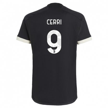 Kandiny Kinder Leonardo Cerri #9 Schwarz Ausweichtrikot Trikot 2023/24 T-Shirt