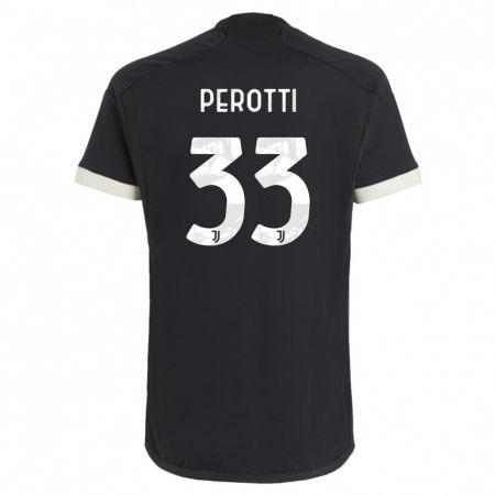 Kandiny Kinder Clemente Perotti #33 Schwarz Ausweichtrikot Trikot 2023/24 T-Shirt