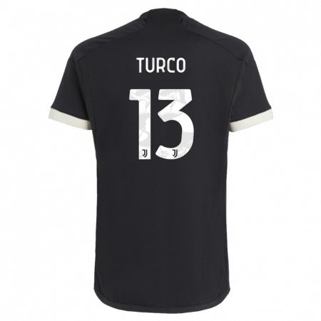 Kandiny Kinder Stefano Turco #13 Schwarz Ausweichtrikot Trikot 2023/24 T-Shirt