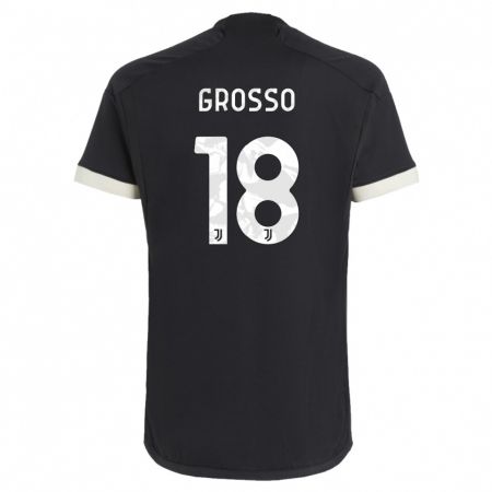 Kandiny Kinder Filippo Grosso #18 Schwarz Ausweichtrikot Trikot 2023/24 T-Shirt