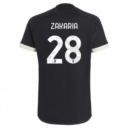 Kandiny Kinder Denis Zakaria #28 Schwarz Ausweichtrikot Trikot 2023/24 T-Shirt