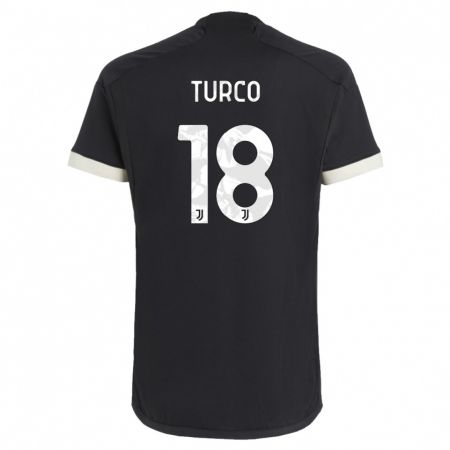 Kandiny Kinder Nicolo Turco #18 Schwarz Ausweichtrikot Trikot 2023/24 T-Shirt