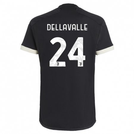 Kandiny Kinder Lorenzo Dellavalle #24 Schwarz Ausweichtrikot Trikot 2023/24 T-Shirt