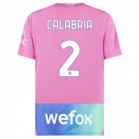 Kandiny Kinder Davide Calabria #2 Pink Lila Ausweichtrikot Trikot 2023/24 T-Shirt