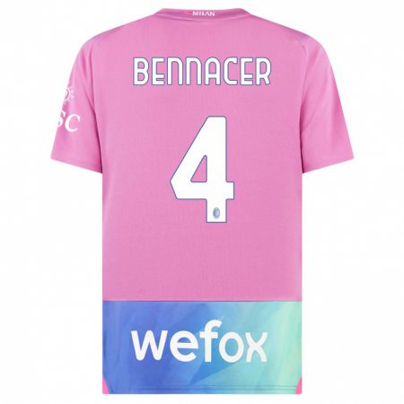 Kandiny Kinder Ismaël Bennacer #4 Pink Lila Ausweichtrikot Trikot 2023/24 T-Shirt