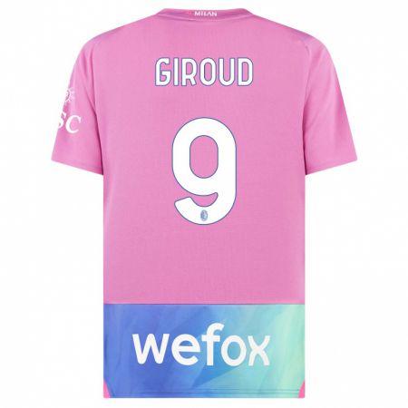 Kandiny Kinder Olivier Giroud #9 Pink Lila Ausweichtrikot Trikot 2023/24 T-Shirt