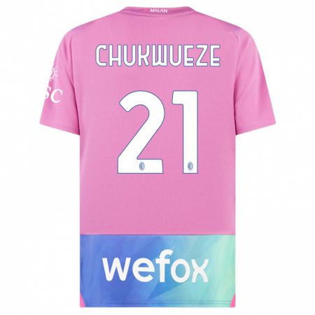 Kandiny Kinder Samuel Chukwueze #21 Pink Lila Ausweichtrikot Trikot 2023/24 T-Shirt