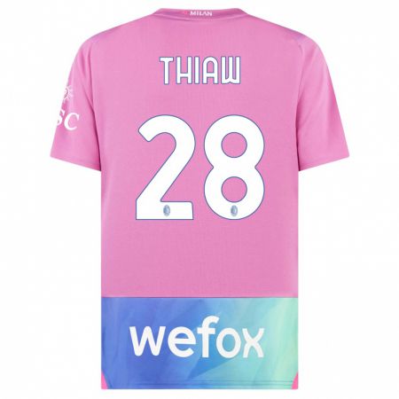 Kandiny Kinder Malick Thiaw #28 Pink Lila Ausweichtrikot Trikot 2023/24 T-Shirt