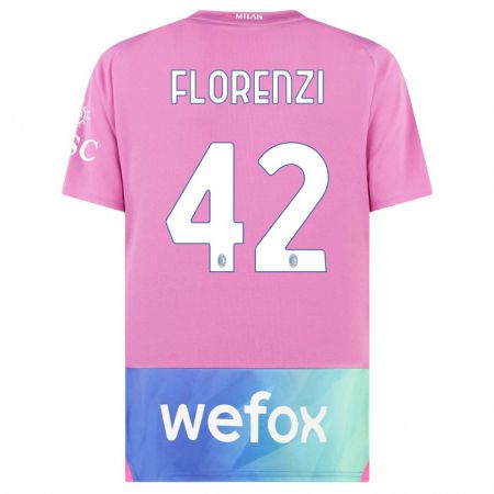 Kandiny Kinder Alessandro Florenzi #42 Pink Lila Ausweichtrikot Trikot 2023/24 T-Shirt