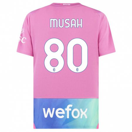 Kandiny Kinder Yunus Musah #80 Pink Lila Ausweichtrikot Trikot 2023/24 T-Shirt