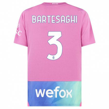 Kandiny Kinder Davide Bartesaghi #3 Pink Lila Ausweichtrikot Trikot 2023/24 T-Shirt