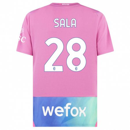 Kandiny Kinder Emanuele Sala #28 Pink Lila Ausweichtrikot Trikot 2023/24 T-Shirt