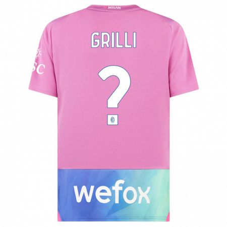 Kandiny Kinder Lorenzo Grilli #0 Pink Lila Ausweichtrikot Trikot 2023/24 T-Shirt