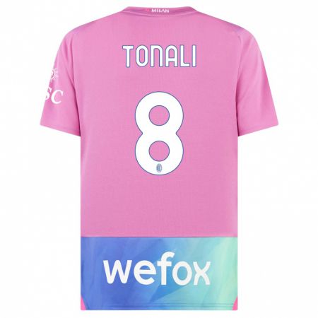 Kandiny Kinder Sandro Tonali #8 Pink Lila Ausweichtrikot Trikot 2023/24 T-Shirt