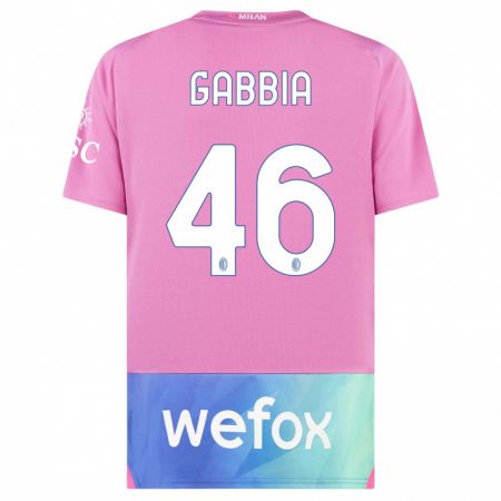 Kandiny Kinder Matteo Gabbia #46 Pink Lila Ausweichtrikot Trikot 2023/24 T-Shirt