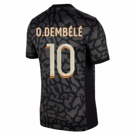 Kandiny Kinder Ousmane Dembélé #10 Schwarz Ausweichtrikot Trikot 2023/24 T-Shirt