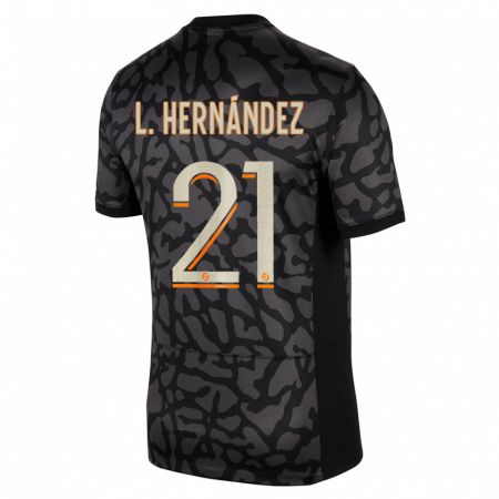 Kandiny Kinder Lucas Hernández #21 Schwarz Ausweichtrikot Trikot 2023/24 T-Shirt