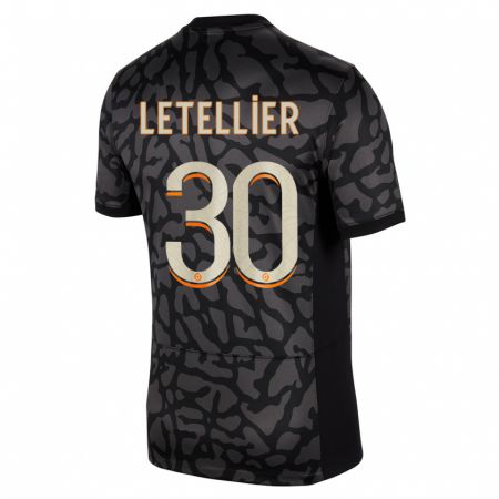 Kandiny Kinder Alexandre Letellier #30 Schwarz Ausweichtrikot Trikot 2023/24 T-Shirt