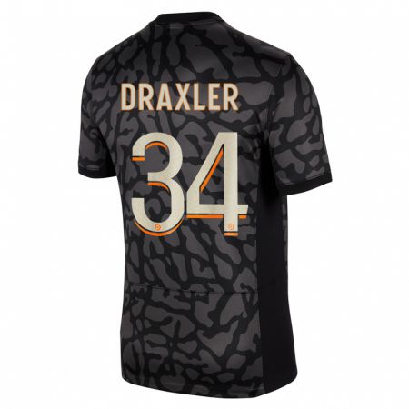 Kandiny Kinder Julian Draxler #34 Schwarz Ausweichtrikot Trikot 2023/24 T-Shirt