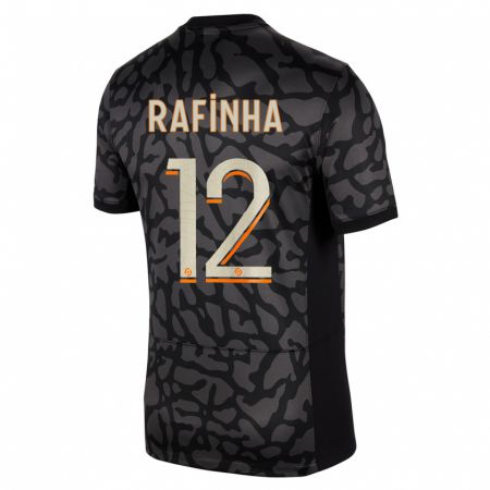 Kandiny Kinder Rafinha #12 Schwarz Ausweichtrikot Trikot 2023/24 T-Shirt