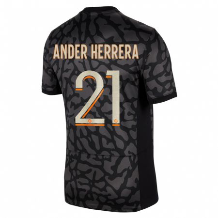 Kandiny Kinder Ander Herrera #21 Schwarz Ausweichtrikot Trikot 2023/24 T-Shirt