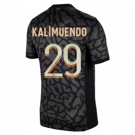Kandiny Kinder Arnaud Kalimuendo #29 Schwarz Ausweichtrikot Trikot 2023/24 T-Shirt