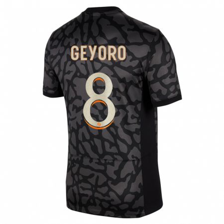 Kandiny Kinder Grace Geyoro #8 Schwarz Ausweichtrikot Trikot 2023/24 T-Shirt