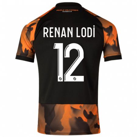 Kandiny Kinder Renan Lodi #12 Schwarzorange Ausweichtrikot Trikot 2023/24 T-Shirt