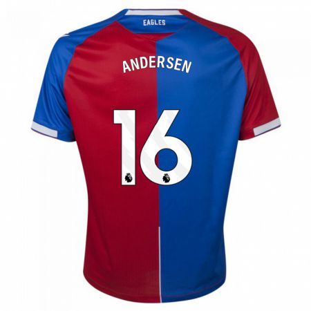 Kandiny Herren Joachim Andersen #16 Rot Blau Heimtrikot Trikot 2023/24 T-Shirt