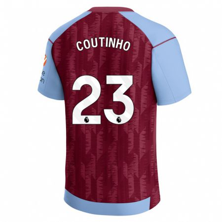 Kandiny Herren Philippe Coutinho #23 Weinrotblau Heimtrikot Trikot 2023/24 T-Shirt