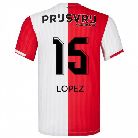 Kandiny Herren Marcos López #15 Rot-Weiss Heimtrikot Trikot 2023/24 T-Shirt