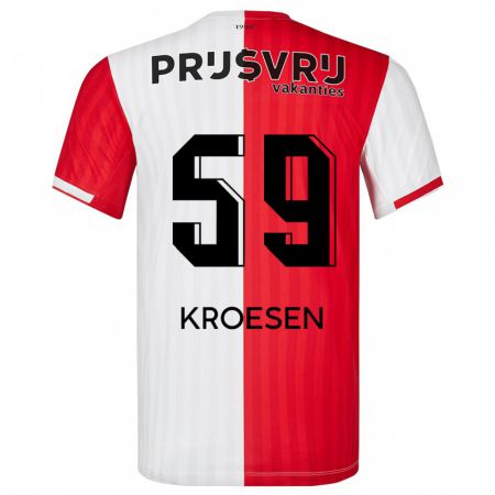 Kandiny Herren Jaimy Kroesen #59 Rot-Weiss Heimtrikot Trikot 2023/24 T-Shirt