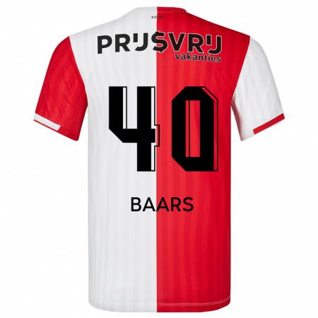 Kandiny Herren Guus Baars #40 Rot-Weiss Heimtrikot Trikot 2023/24 T-Shirt