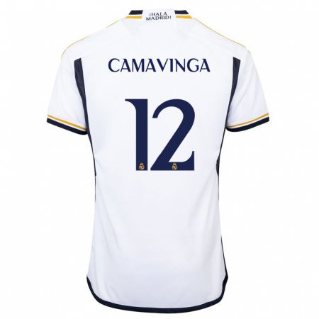 Kandiny Herren Eduardo Camavinga #12 Weiß Heimtrikot Trikot 2023/24 T-Shirt