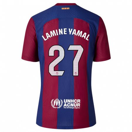 Kandiny Herren Lamine Yamal #27 Rot Blau Heimtrikot Trikot 2023/24 T-Shirt