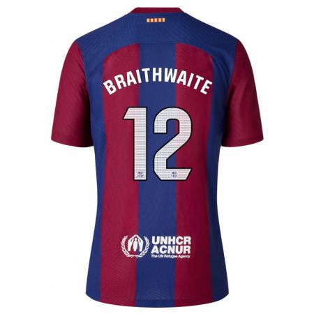 Kandiny Herren Martin Braithwaite #12 Rot Blau Heimtrikot Trikot 2023/24 T-Shirt