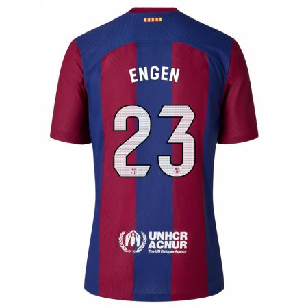 Kandiny Herren Ingrid Engen #23 Rot Blau Heimtrikot Trikot 2023/24 T-Shirt