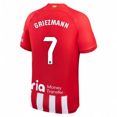 Kandiny Herren Antoine Griezmann #7 Rot-Weiss Heimtrikot Trikot 2023/24 T-Shirt