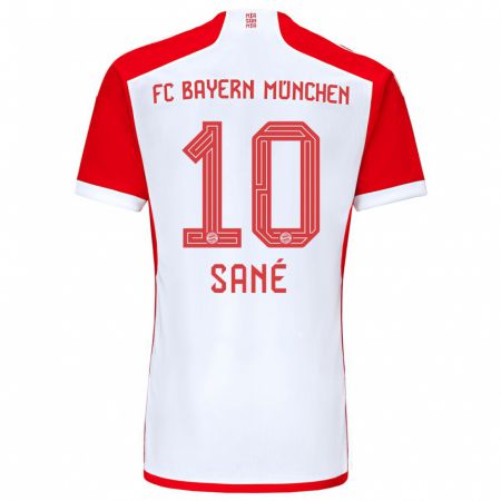 Kandiny Herren Leroy Sané #10 Rot-Weiss Heimtrikot Trikot 2023/24 T-Shirt