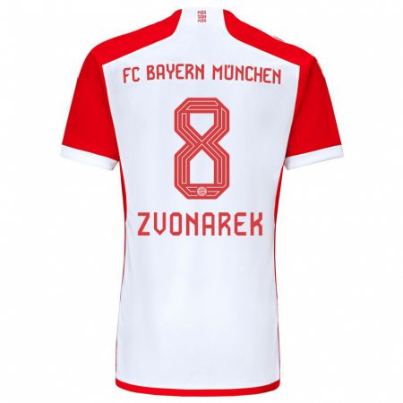 Kandiny Herren Lovro Zvonarek #8 Rot-Weiss Heimtrikot Trikot 2023/24 T-Shirt