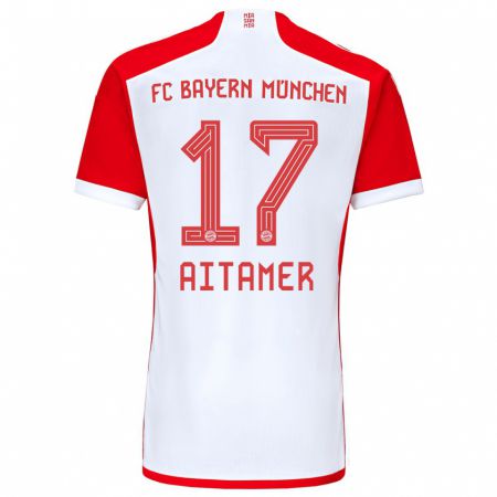 Kandiny Herren Younes Aitamer #17 Rot-Weiss Heimtrikot Trikot 2023/24 T-Shirt