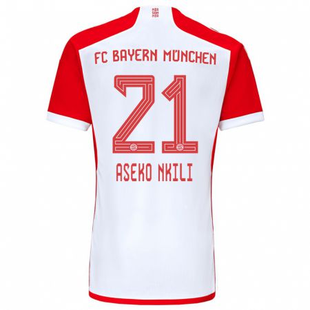 Kandiny Herren Noel Aseko Nkili #21 Rot-Weiss Heimtrikot Trikot 2023/24 T-Shirt
