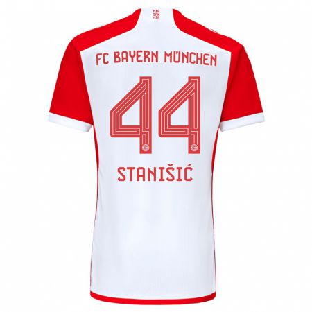 Kandiny Herren Josip Stanisic #44 Rot-Weiss Heimtrikot Trikot 2023/24 T-Shirt