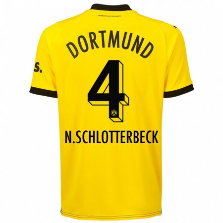 Kandiny Herren Nico Schlotterbeck #4 Gelb Heimtrikot Trikot 2023/24 T-Shirt