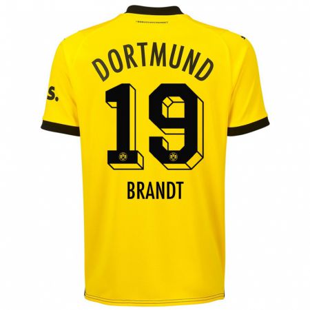 Kandiny Herren Julian Brandt #19 Gelb Heimtrikot Trikot 2023/24 T-Shirt