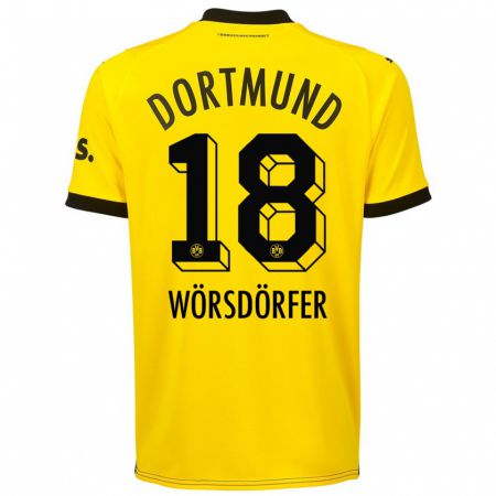 Kandiny Herren Len Wörsdörfer #18 Gelb Heimtrikot Trikot 2023/24 T-Shirt